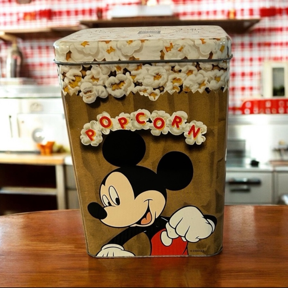 Disney Mickey Mouse Popcorn Tin 1997 collectible shelf decor